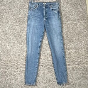 Citizens of Humanity Olivia High Rise Slim Ankle Jeans Light Wash Distressed